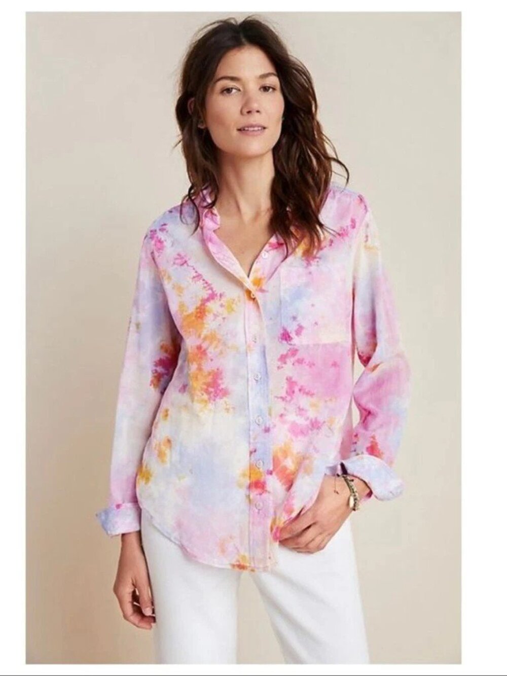 Anthropologie Pilcro The Cate Classic Tie-Dye Buttondown XL